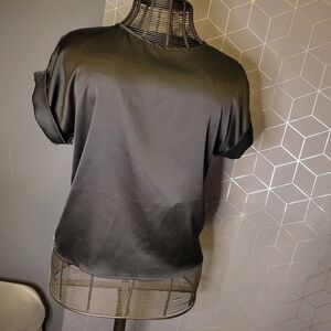 Black Satin-like/Silk- like black Shirt